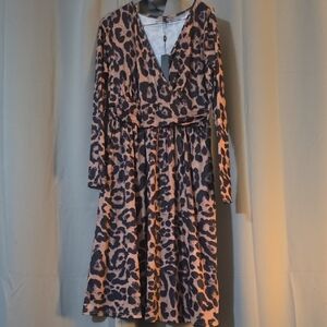 Leopard Print Long Sleeve Dress